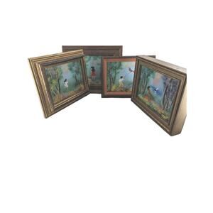 Louis Cardin Lot Of 4 Enamel On Copper Paintings See Photos And Description